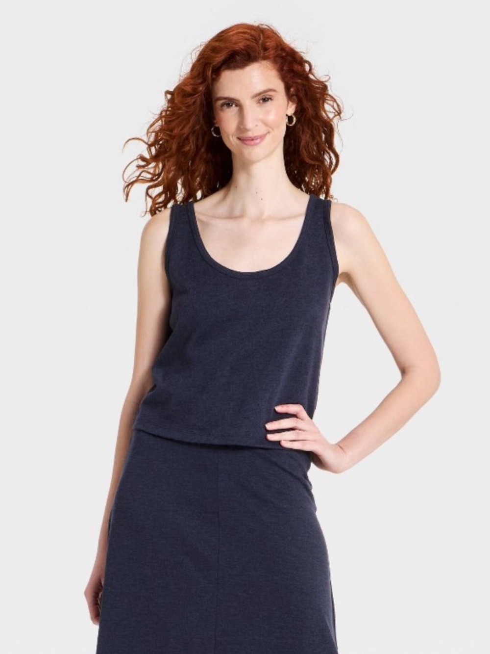 NWT Universal Thread Women's Slub Knit Tank Top - Navy Blue L